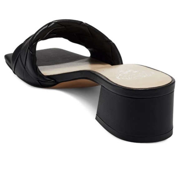 NEW! Vince Camuto Semtera Black Leather Block Heel Sandal - Size 10 👠 - Picture 3 of 10